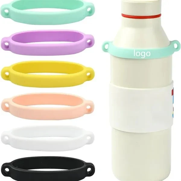 Custom Premium Silicone Water Bottle Cup Sleeve Ring — Portable Drink Protection, custom koozie with logo imprint 1