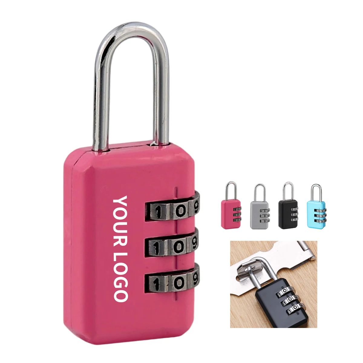 Three Digit Resettable Padlock Zinc Alloy Body Hardened Steel Shackle 1