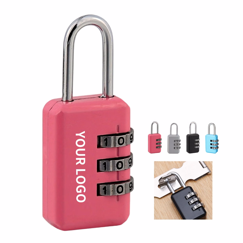 Three Digit Resettable Padlock Zinc Alloy Body Hardened Steel Shackle