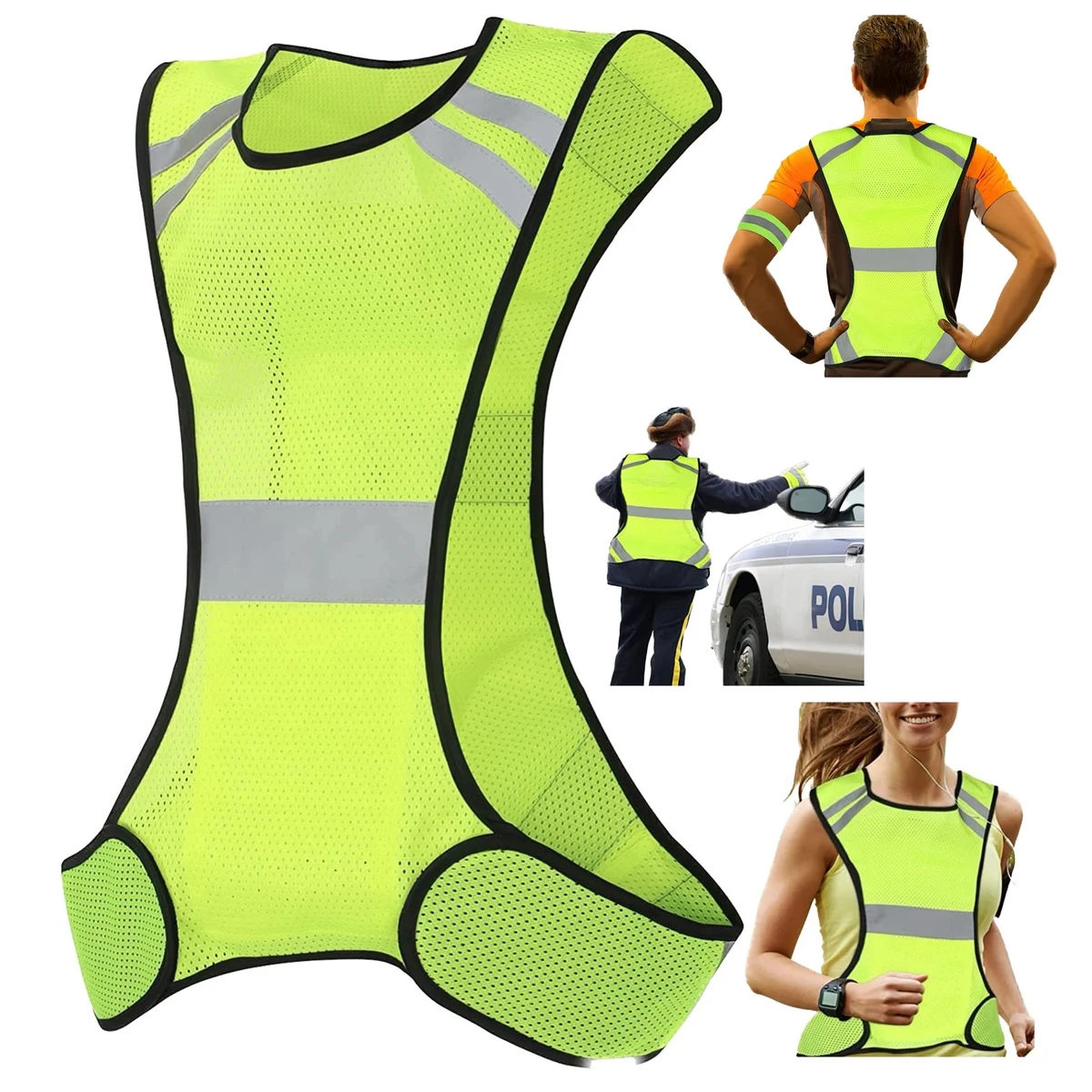 Neon Yellow Vest Stripe Belt Jacket MOQ 10PCS 1