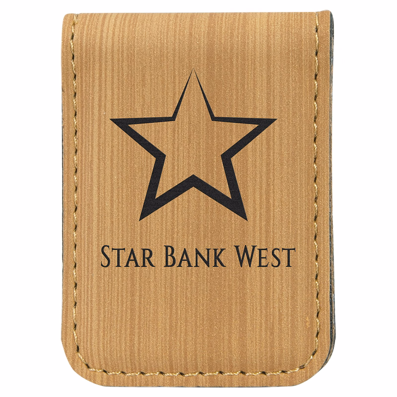 1 3/4" x 2 1/2" Bamboo Leatherette Money Clip
