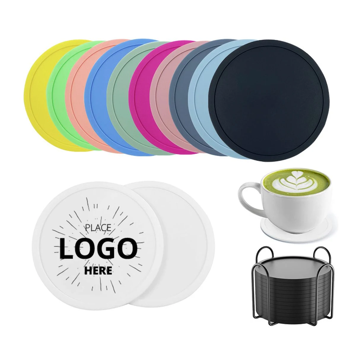 Custom Single-Color Logo Food Safe Silicone Cup Coaster With Safe Non-Pollution Printing 1