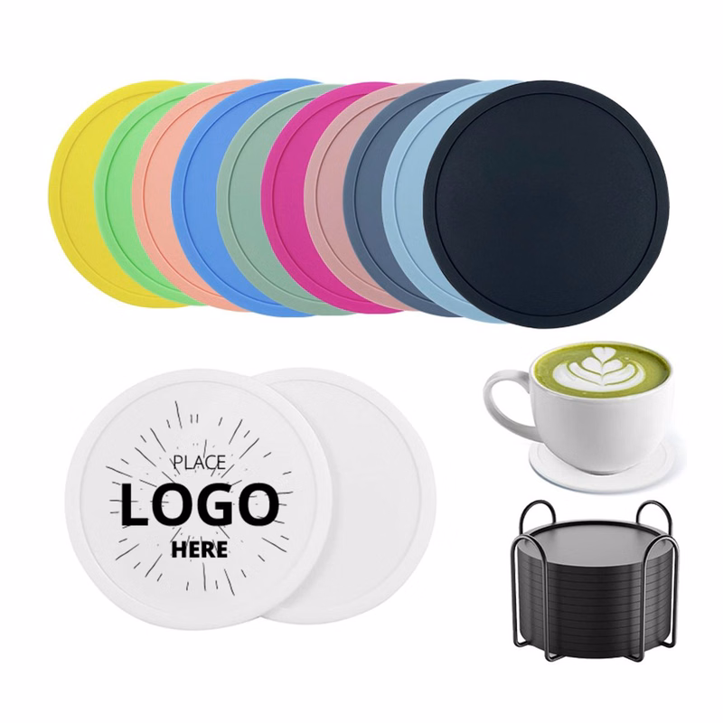 Custom Single-Color Logo Food Safe Silicone Cup Coaster With Safe Non-Pollution Printing