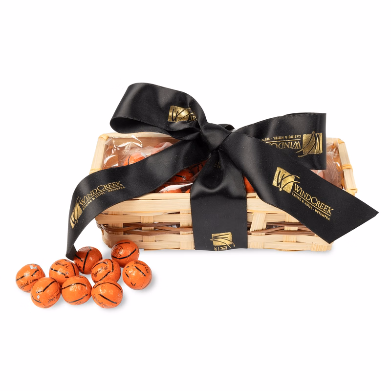 Gift Basket with Chocolate Basketballs