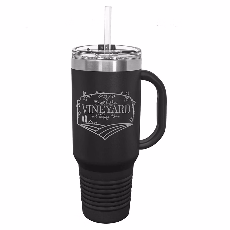 40 Oz Black Tumbler Mug w/Handle and Snap Lid