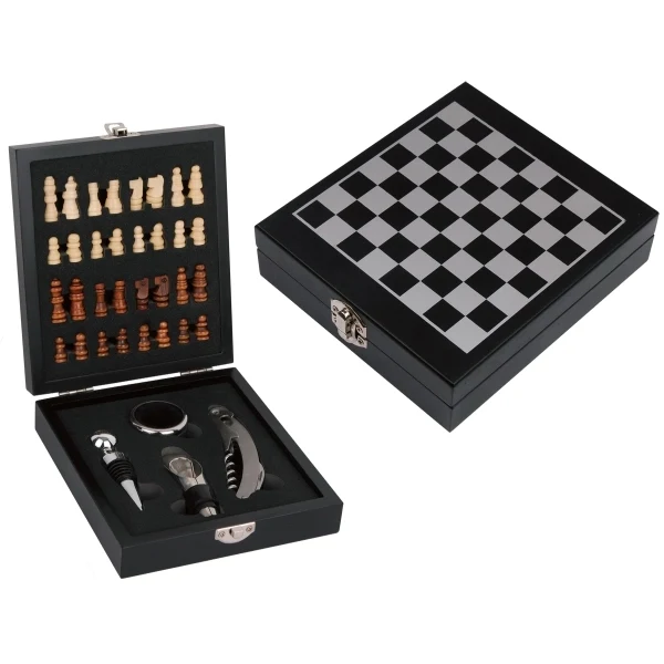 Chess with 4 Pc Wine Opener & Corkscrew Set 1