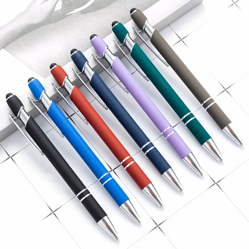 Rubberized Aluminum Click Stylus Pen MOQ 100PCS