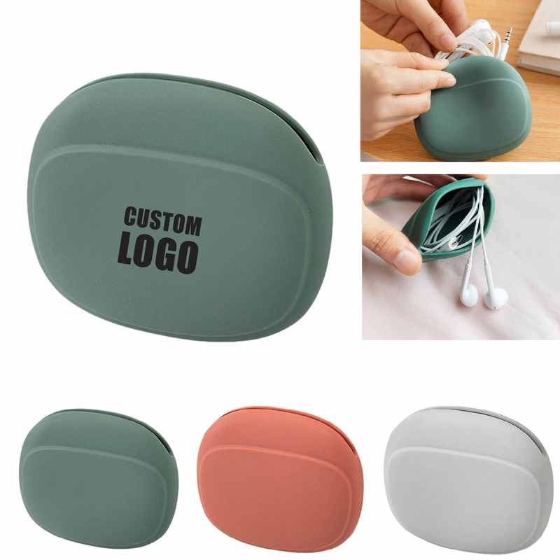 MOQ 10 pcs Silicone Earphone Storage Bag