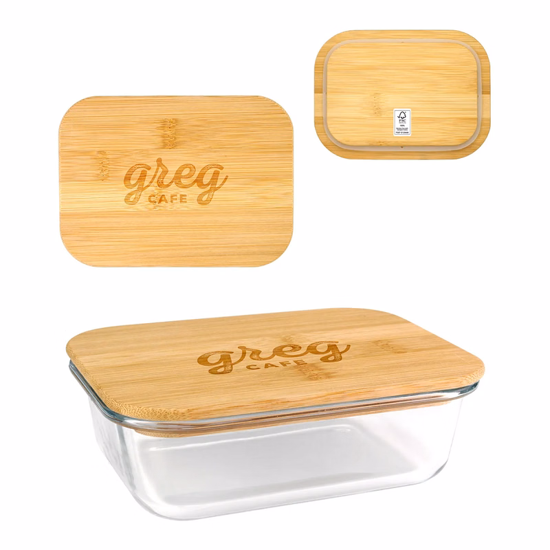 Engraved Bamboo Glass Container