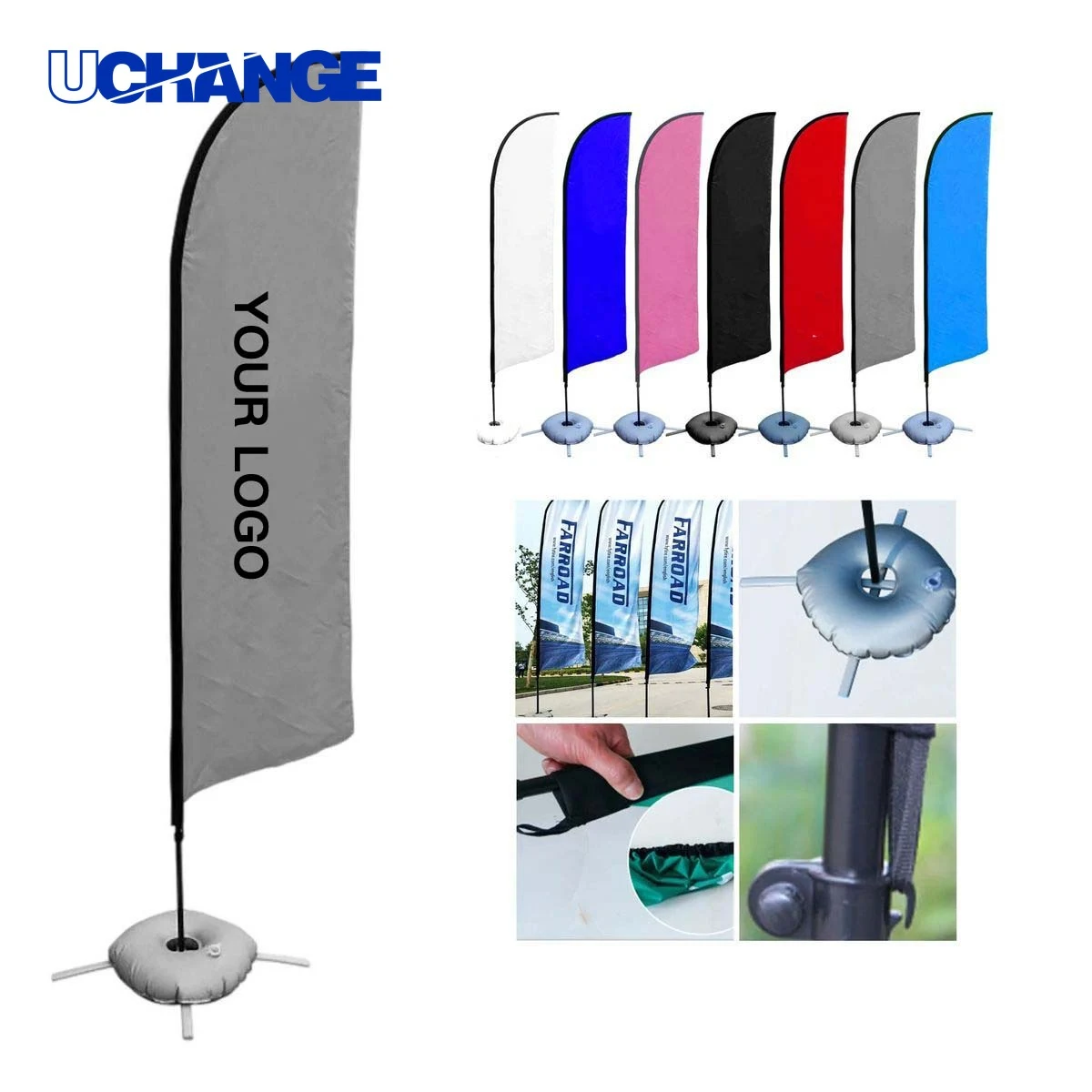Knitted Fabric Feather Flag Banner for Celebrations and Sales 1