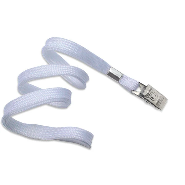 3/8" Blank Lanyard w/Bulldog Clip (White) 1