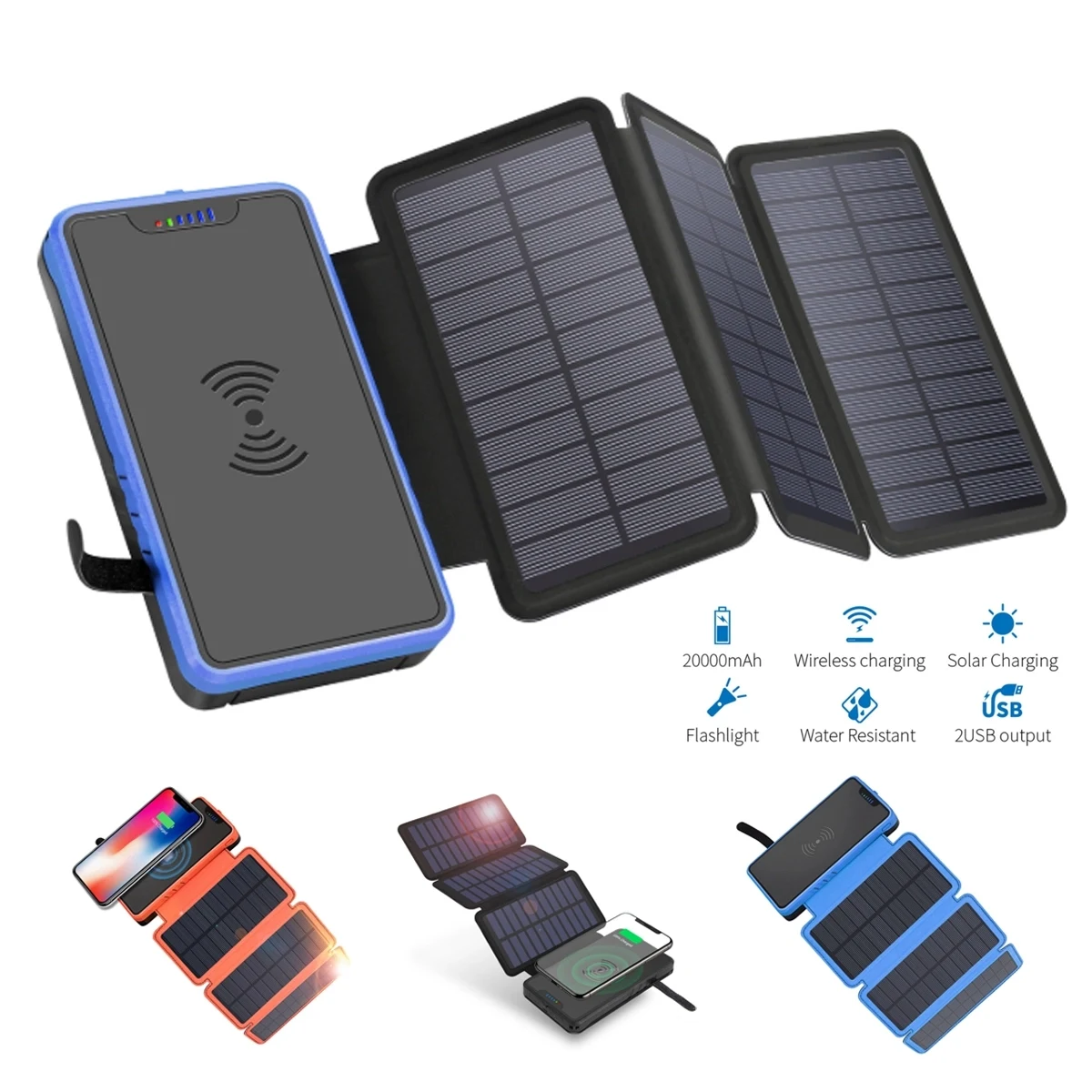 Foldable Solar Powered Wireless Charging Power Bank 1