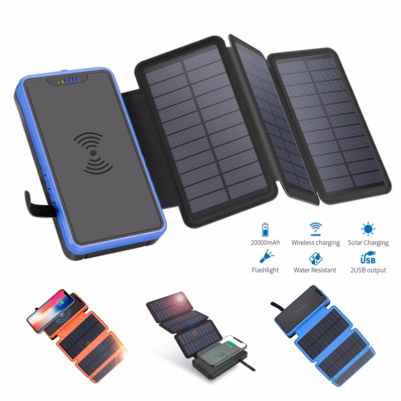 Foldable Solar Powered Wireless Charging Power Bank