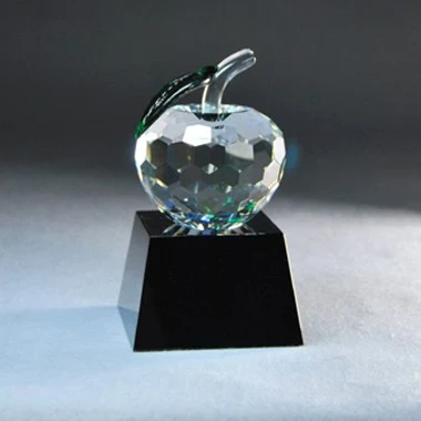 Faceted Clear Crystal Apple on Black Crystal Base 1