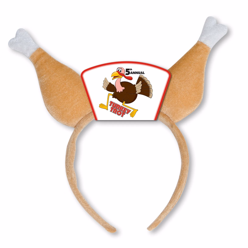 Drumstick Turkey Headband with Custom Printed Icon
