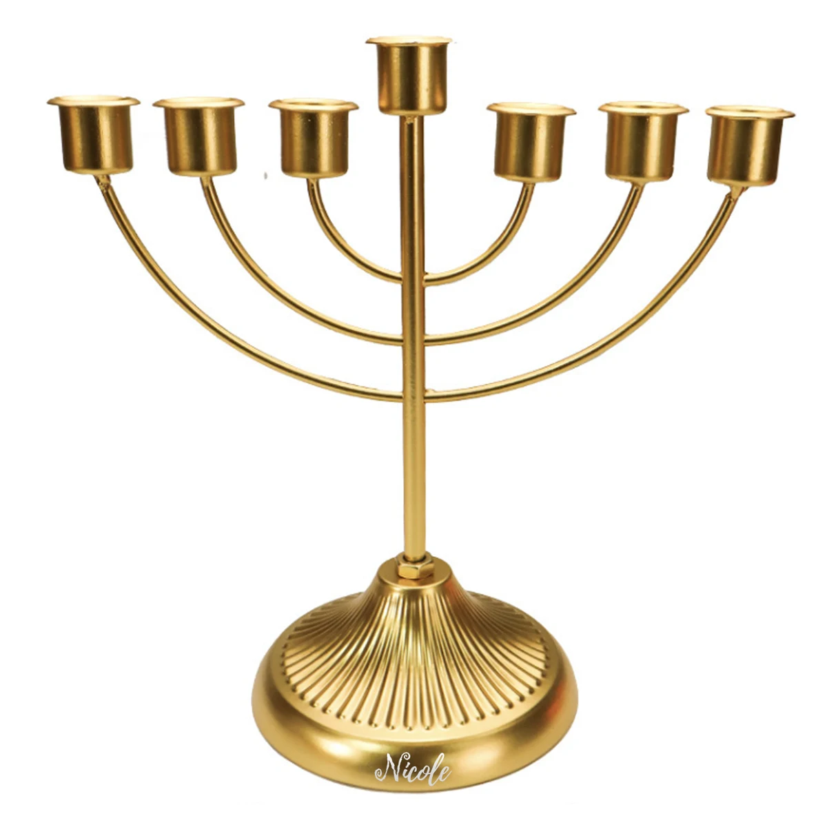 7 Branch Iron Gold Hanukkah Candlestick Candle Holder 1