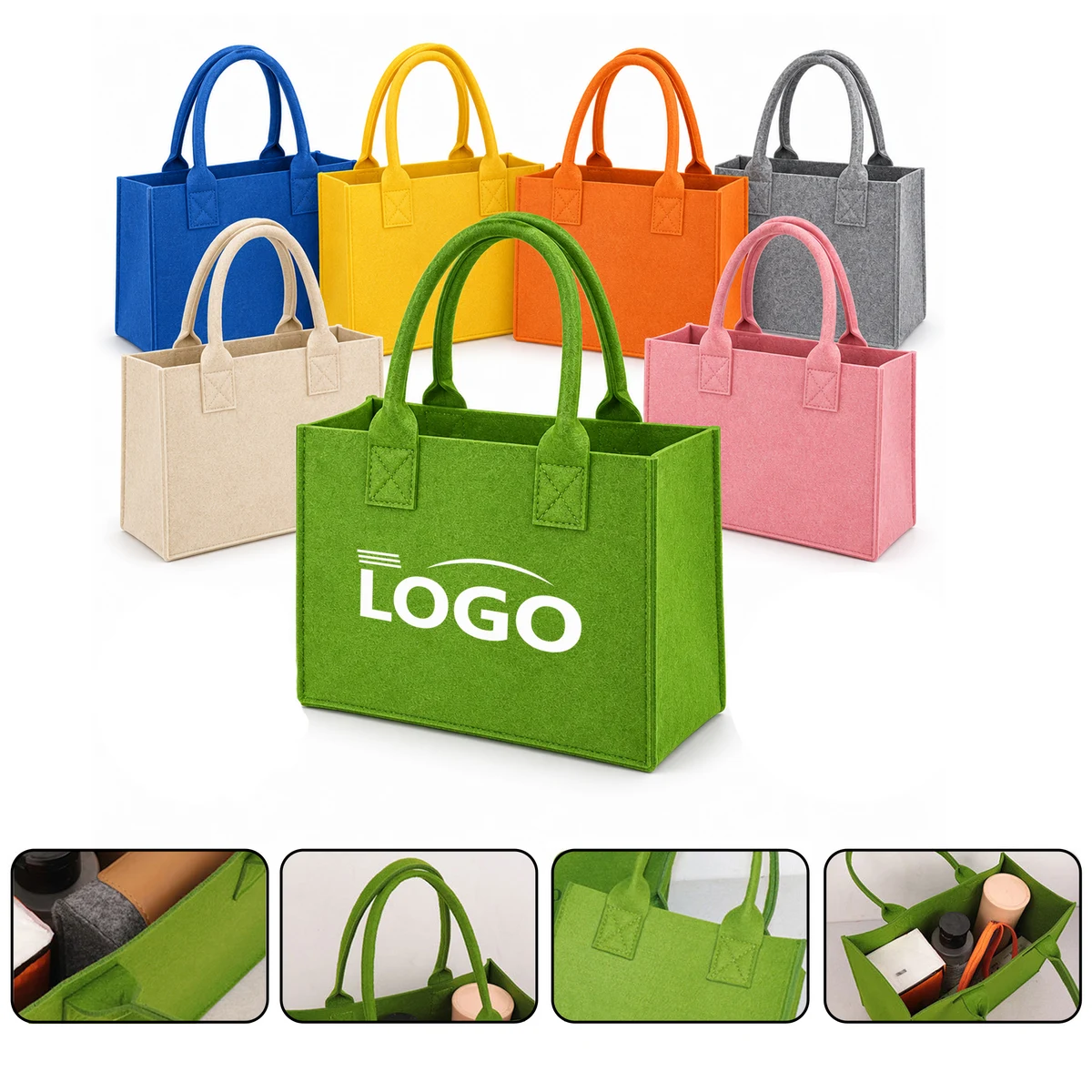 Custom Felt Gift Tote With Wide Gusset Base 1