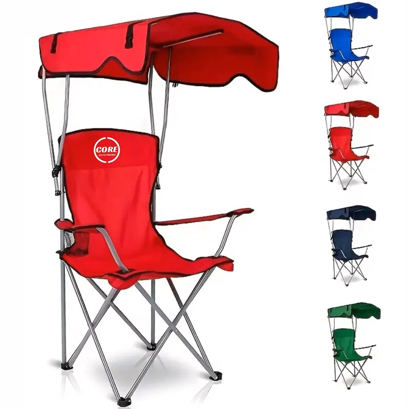 Folding Camp Chairs with Shade Canopy Recliner Support