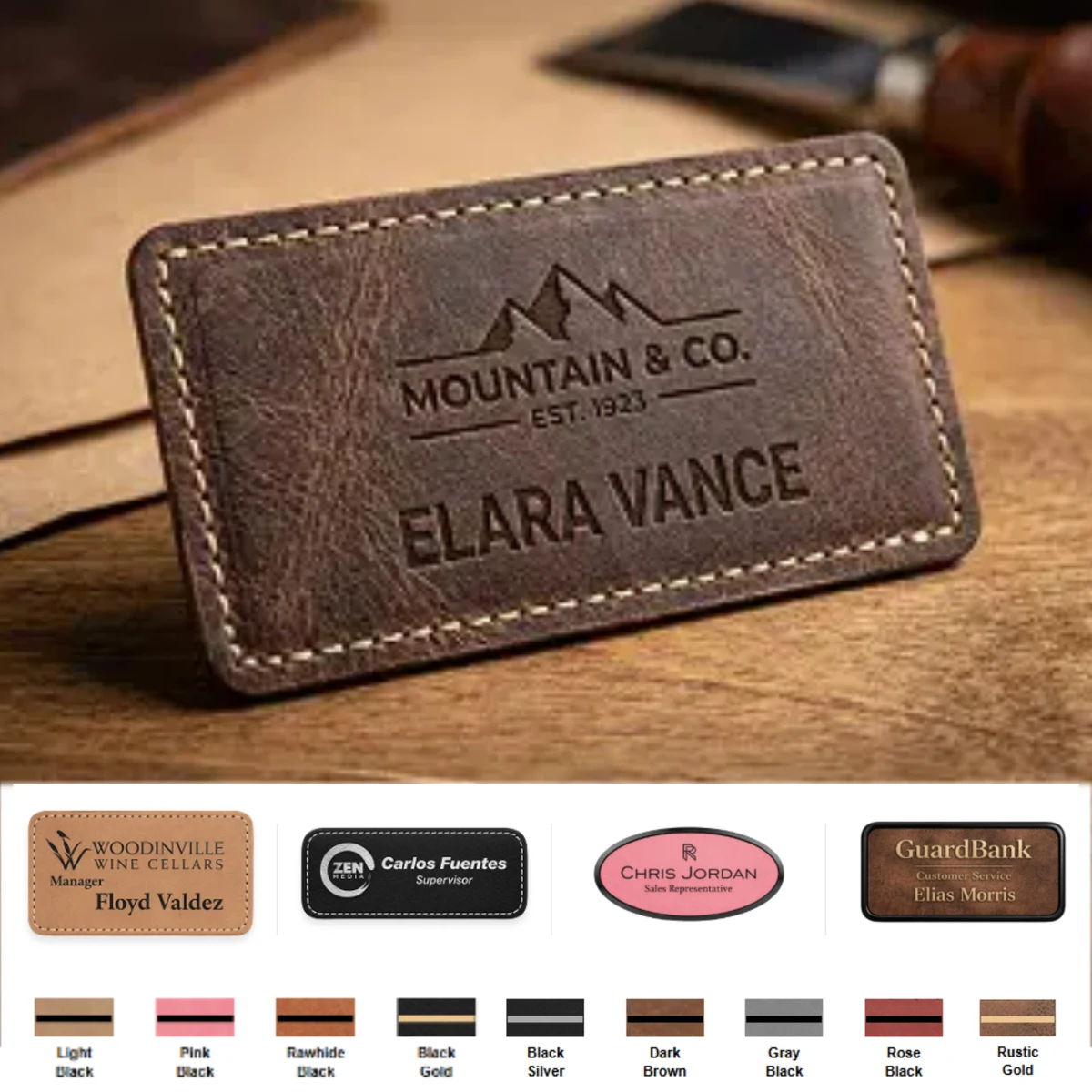 Leather Name Badge - USA Made 1