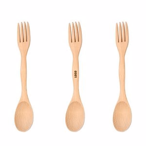 2 in 1 Natural Wooden Spork Spoon and Fork