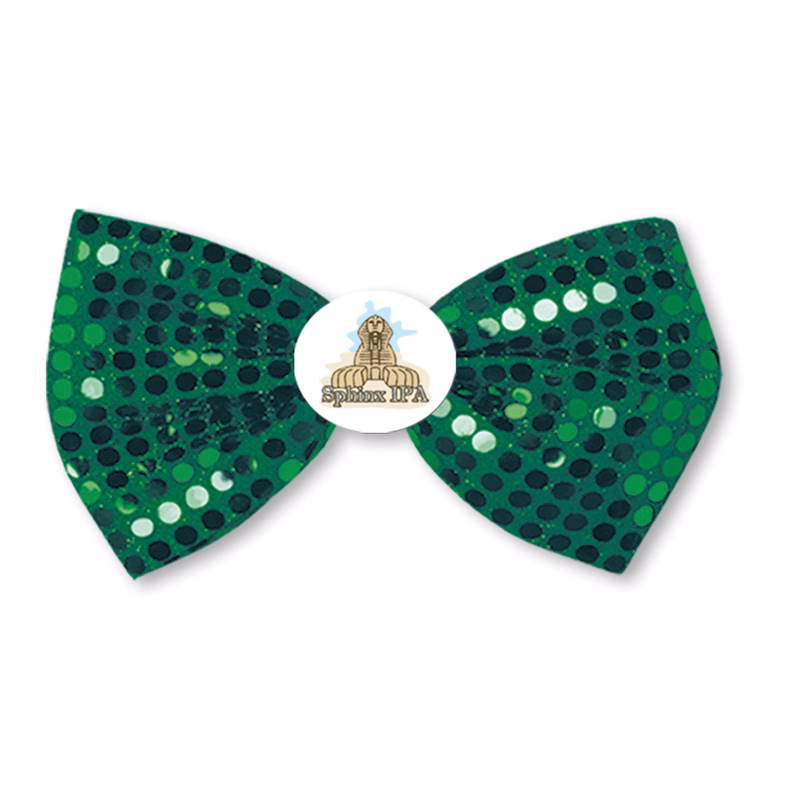 3" x 6-1/2" Glitz 'N Gleam St. Patrick's Bow Tie w/ Custom Printed Faux Leather Icon