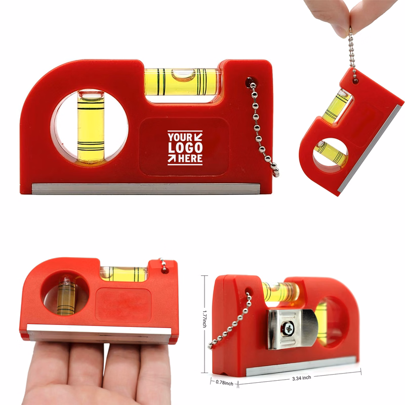 Mini Horizontal Vertical Pocket With Keychain Storage Bag Magnet Spirit Bubble Leveler