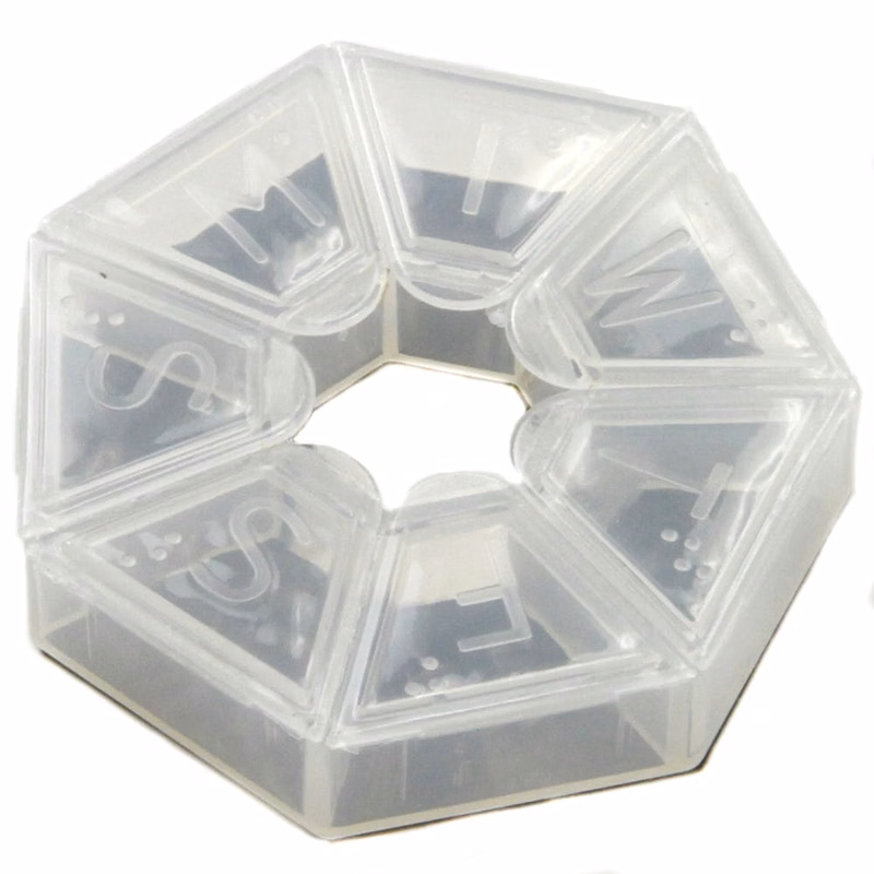 Round Pill Organizers - Clear Raised Letters 6"