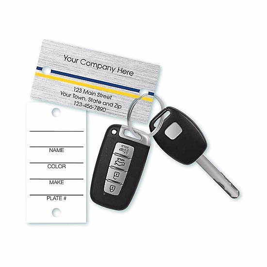 Auto Key Tag - Navy and Yellow Stripe