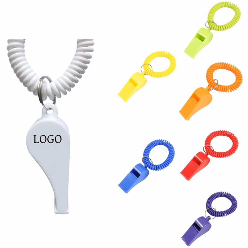 Spring Wrist Keychain With Whistle