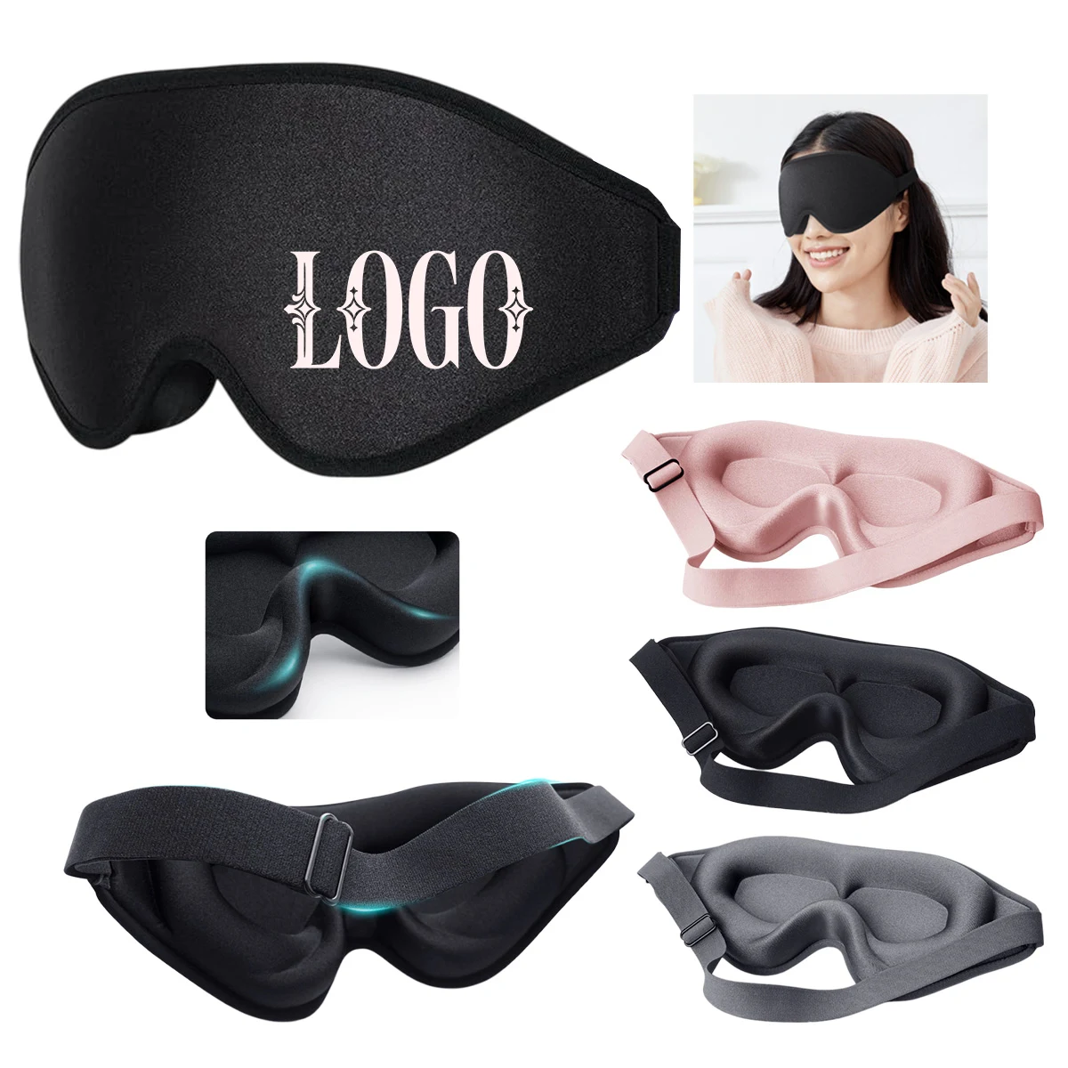 3D Memory Foam Full Blackout Eye Mask 1