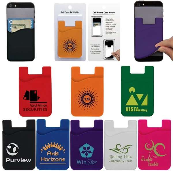 Silicone Phone Case Wallet Card Holder Strong Adhesive Pocket Stick on Compatible for All Phones 1