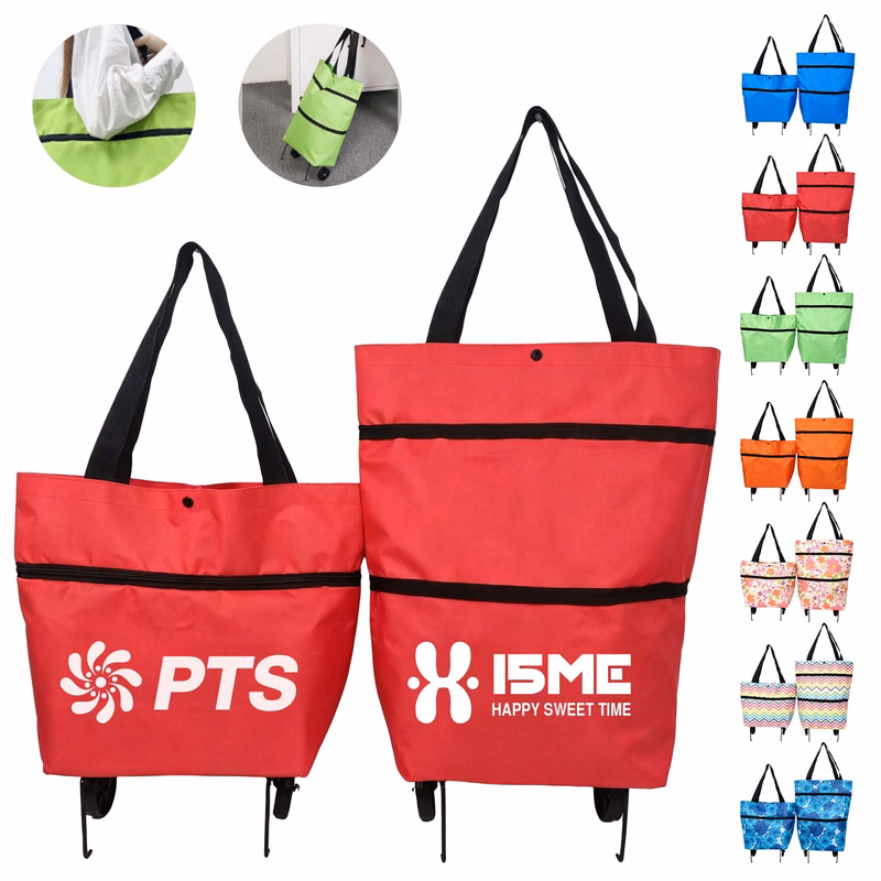 Reusable Collapsible Grocery Tote Bag with Wheels
