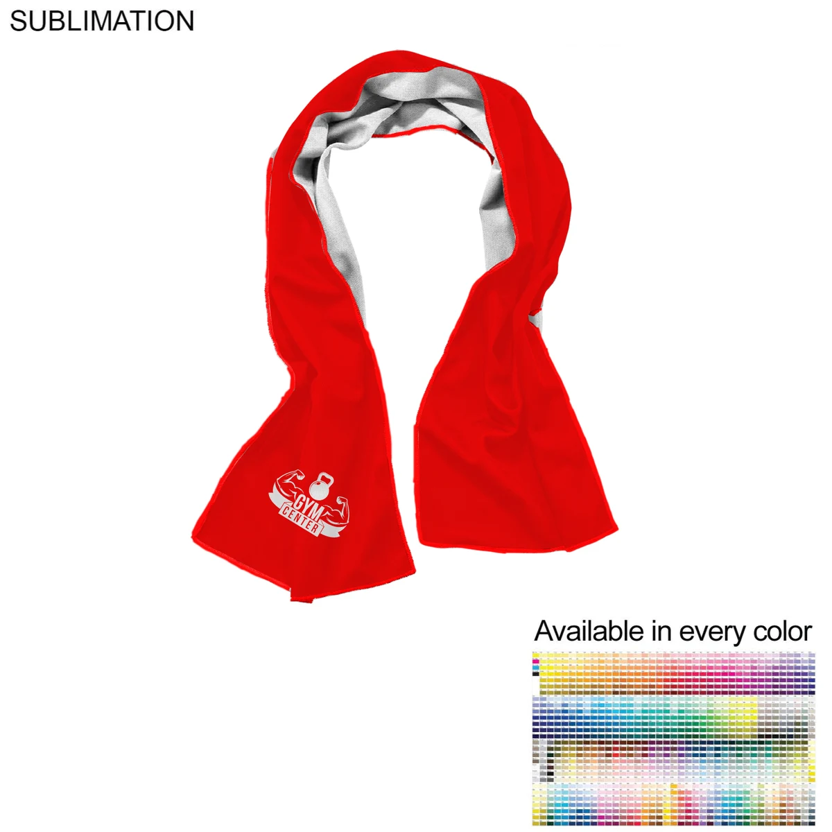 Gym, Workout, Fitness towel in Cooling Fabric, 12"x40", Sublimated Edge to Edge 1 side. 1
