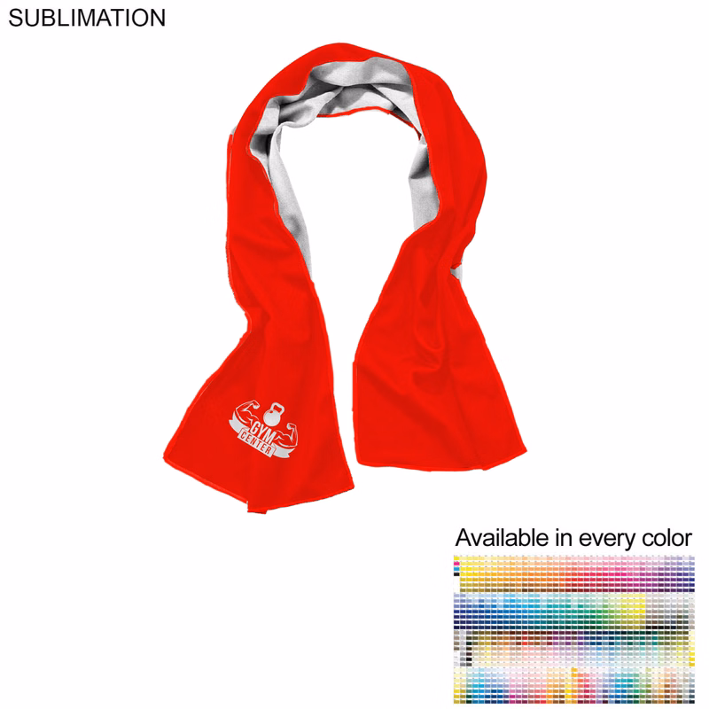 Gym, Workout, Fitness towel in Cooling Fabric, 12"x40", Sublimated Edge to Edge 1 side.