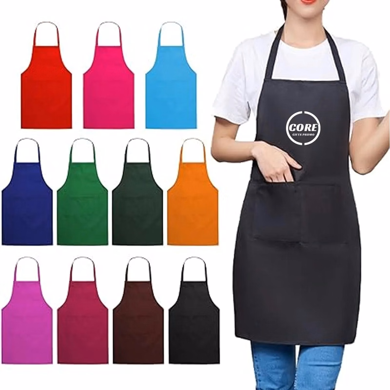 Unisex Comfortable Bib Apron with 2 Pockets Washable