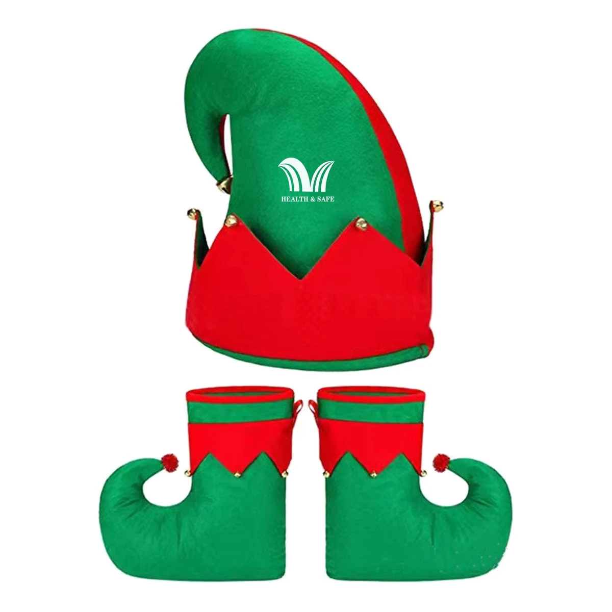 Elf Hat Shoes Covers Socks Felt Set Adults Christmas Costume 1