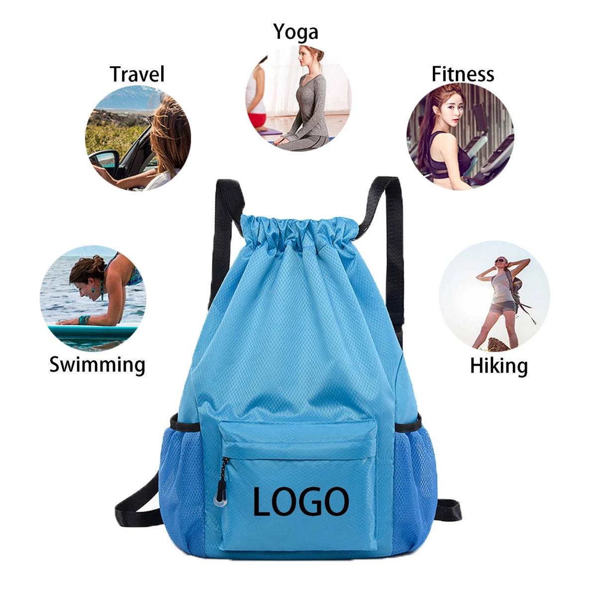Drawstring Backpack With Waterproof Pockets 1