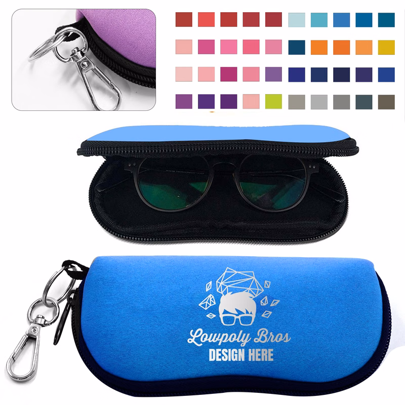 Neoprene Glasses Pouch with Zipper Closure for Sunglasses