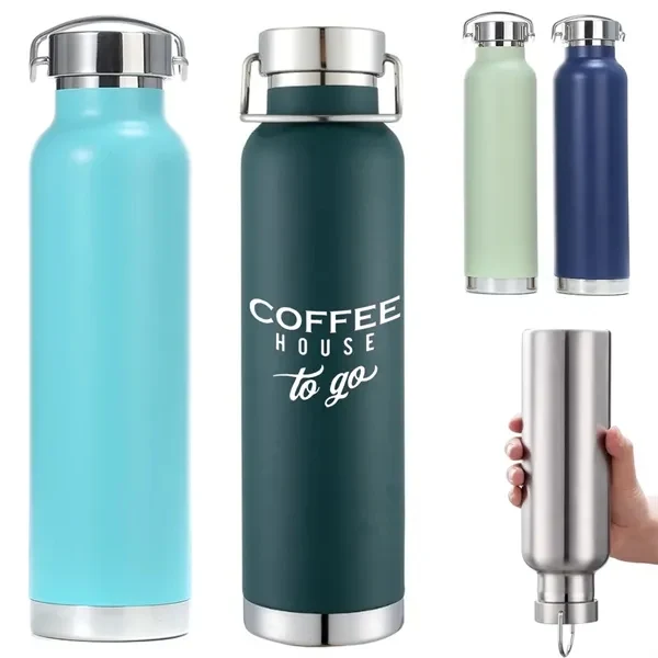 22oz Double Wall Stainless Steel Insulated Bottle for Commutes, Fitness and Travel, custom water bottle with logo imprint 1