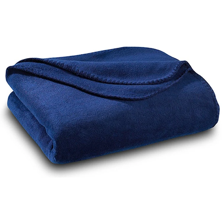 Navy Blue Polar Fleece Throw Blanket 1