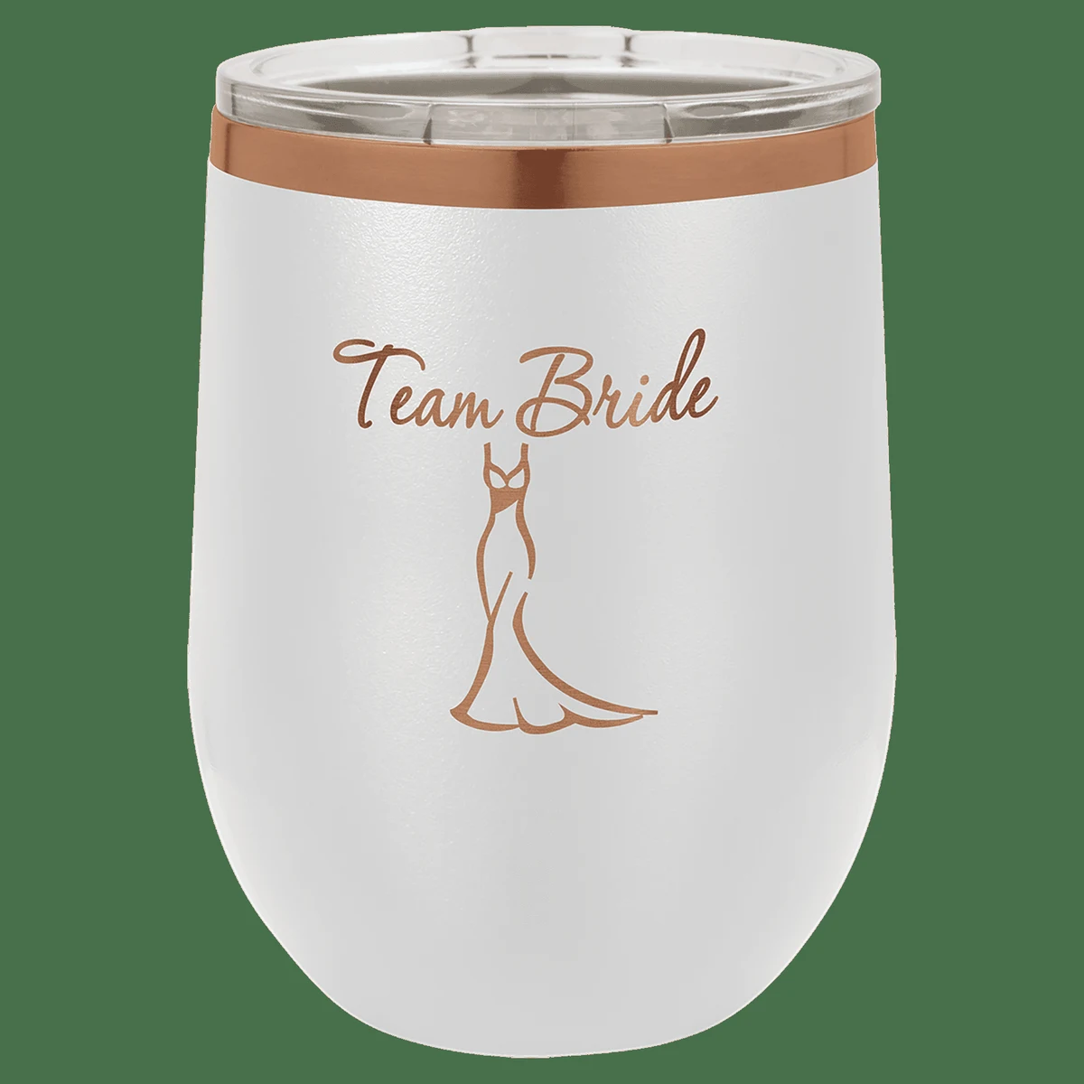 Polar Camel 12 oz. White/Rose Gold ION-Plated Stemless Wine Tumbler with Lid 1