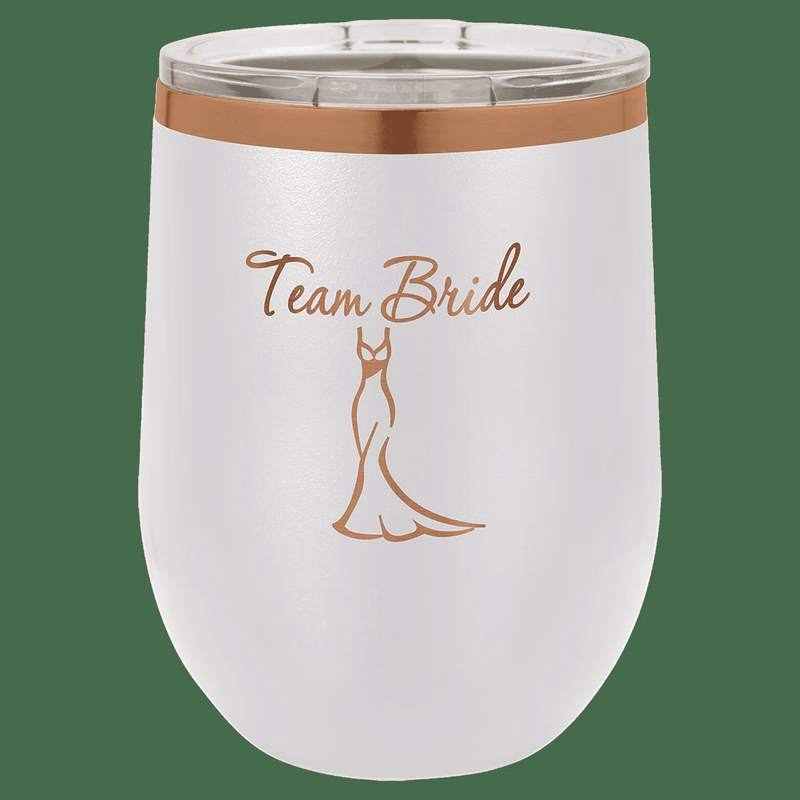 Polar Camel 12 oz. White/Rose Gold ION-Plated Stemless Wine Tumbler with Lid