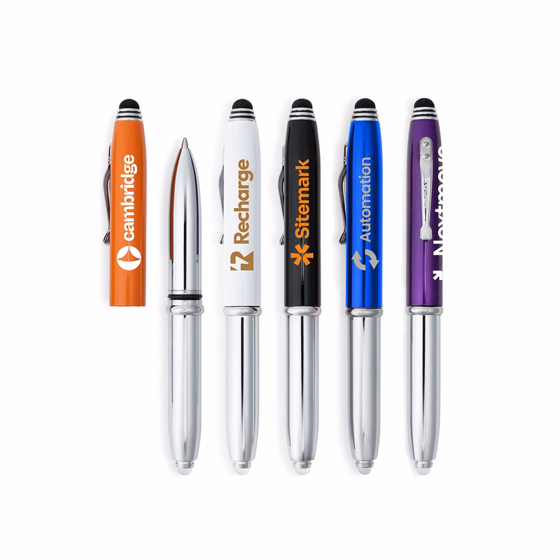 Flashlight and Stylus Metal Pen