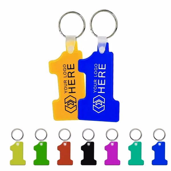 Soft Squeezable Key Tag - Number One Shaped