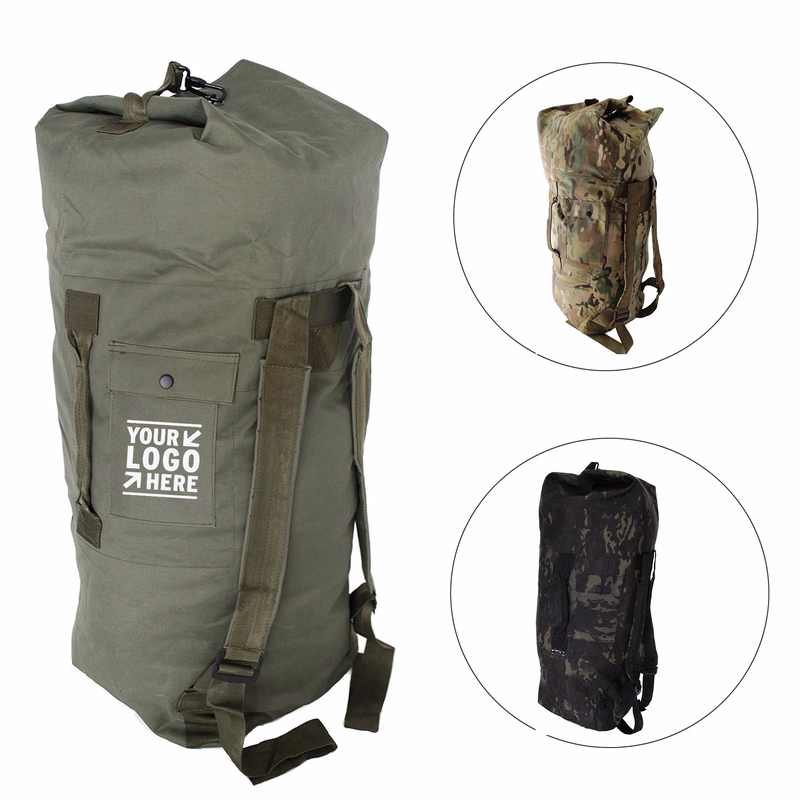 Heavy Duty Outdoor Water Resistant Military Army Style Double Backpack Strap Duffel Duffle Bag
