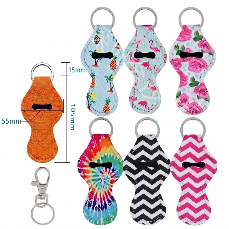 Full-Color Neoprene Lip Balm Holder W/ Keychain 1