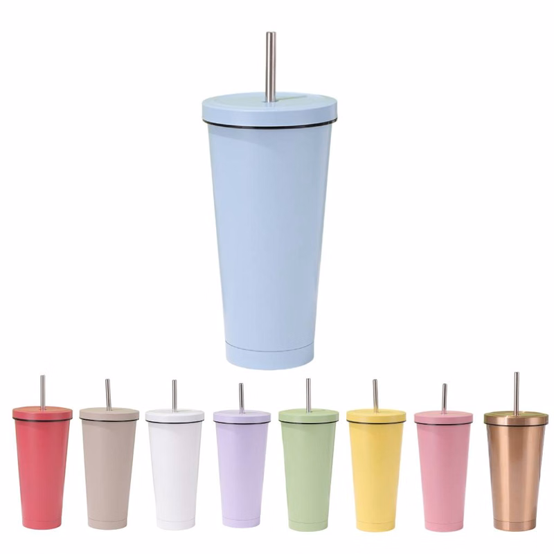 24 oz Stainless Steel Tumbler W/ Straw