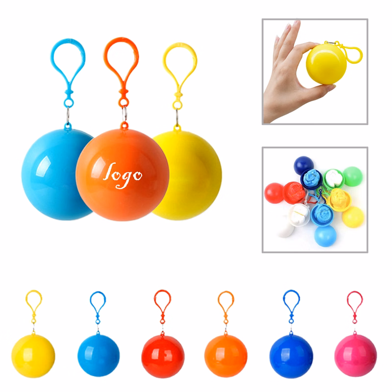 MOQ50 Compact Portable Raincoat in Ball Keychain