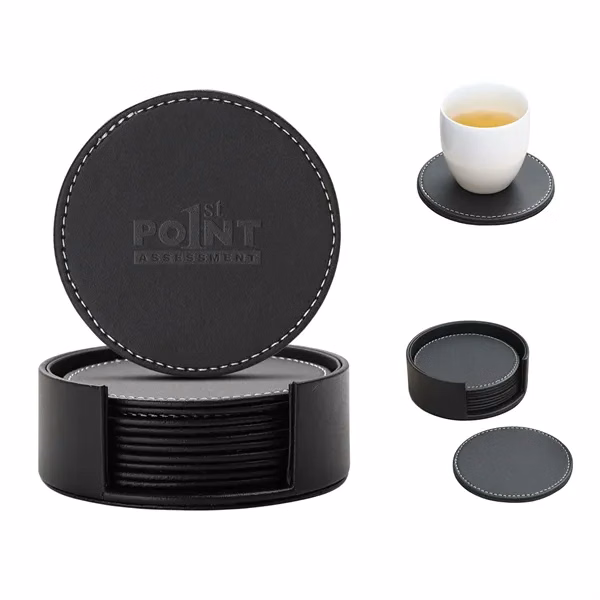 Round Leather Coaster Set