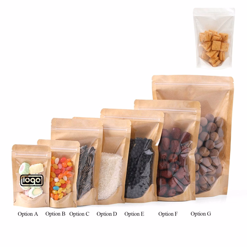 Single Side Clear Kraft Paper Zip Lock Bag